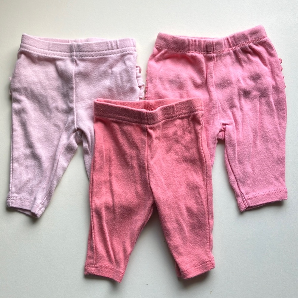 🌻Newborn Set of Three Pink Baby girl Leggings